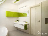 Projekt łazienki biało-zielonej